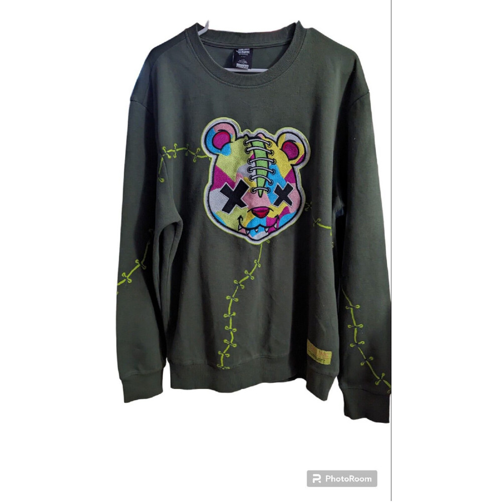 Genuine Authentic Garment  Sweater Bear Navy Green Size 2xl XXL Crew Neck